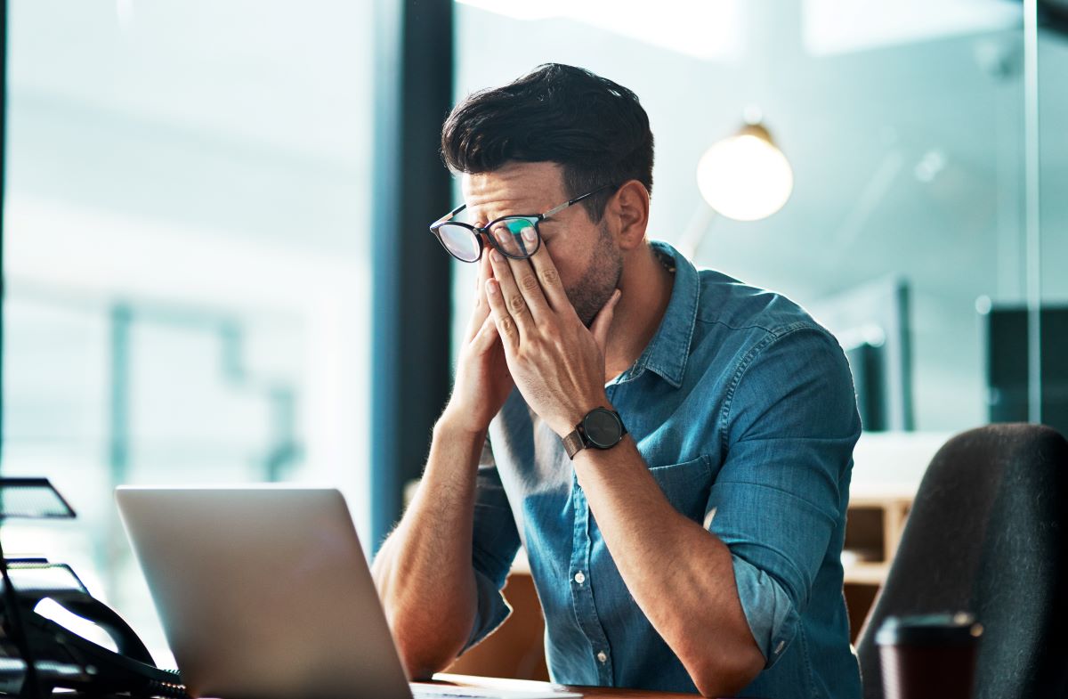 Tired employee working